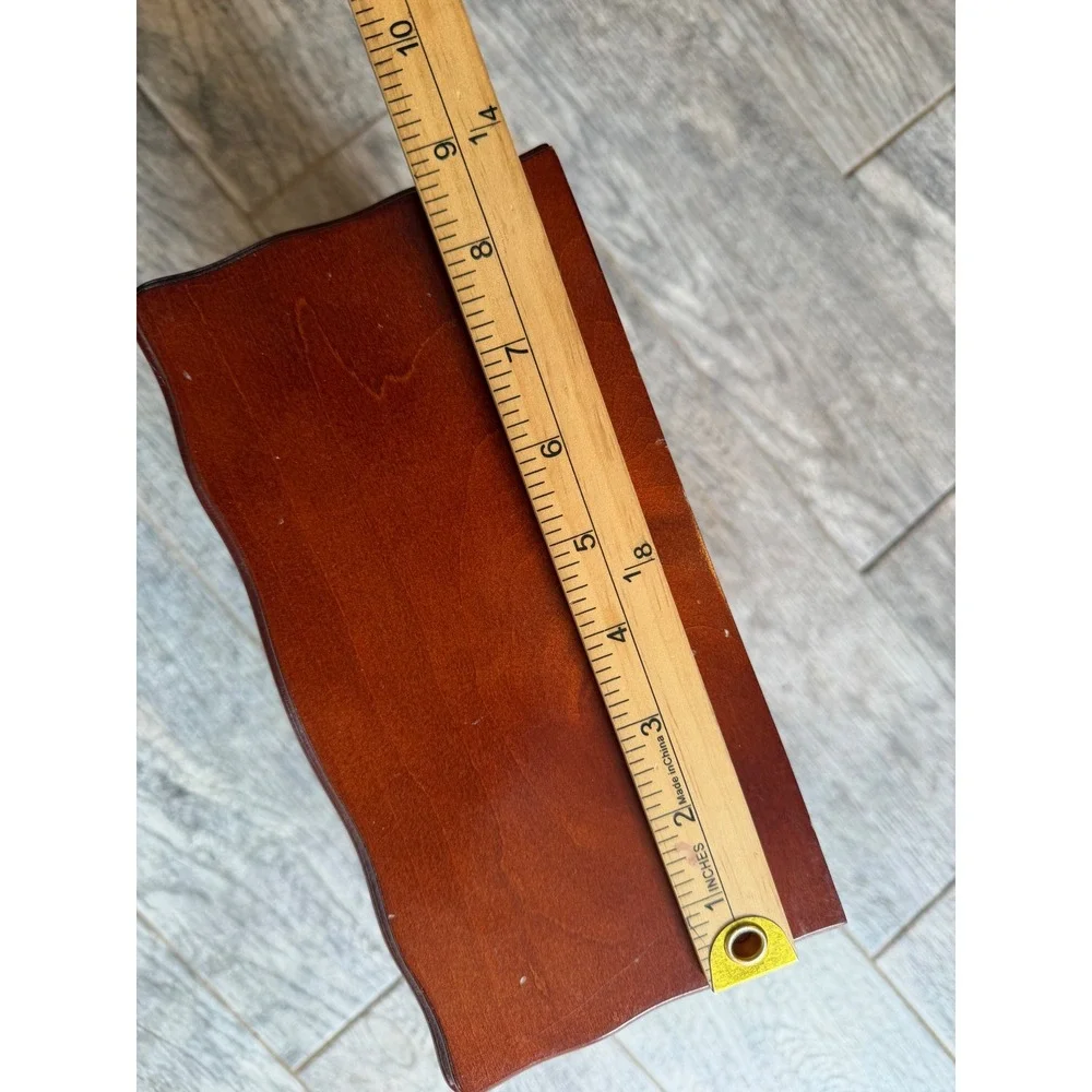 Jewelry Armoire Box Cherry Brown Etched Glass Wood Vintage 80s drawers necklace